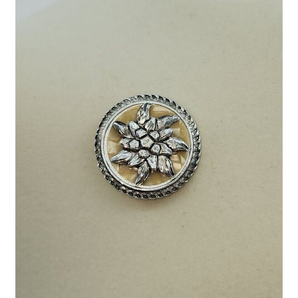 Unbranded Vintage Silver Tone Mother Of Pearl Inlay Dress Scarf Clip Filigree